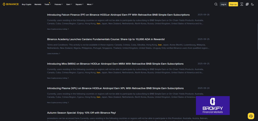 بایننس - تحریم ایران