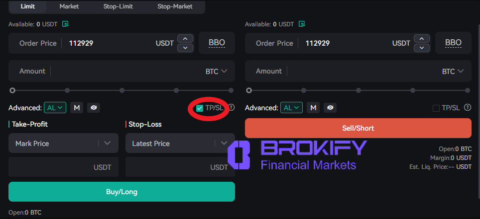 کوینکس - ابزار معامله گری Tp و Sl