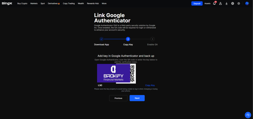 بینگ ایکس - فعال کردن کد دو عاملی (google authenticator) 3