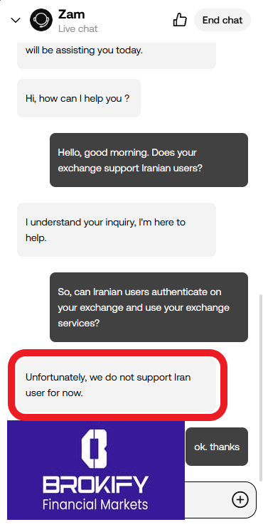 اوکی ایکس - عدم پشتیبانی از کشور ایران