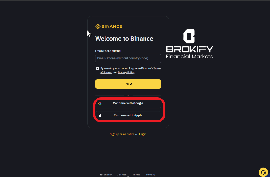 بایننس - نحوه ثبت نام 2