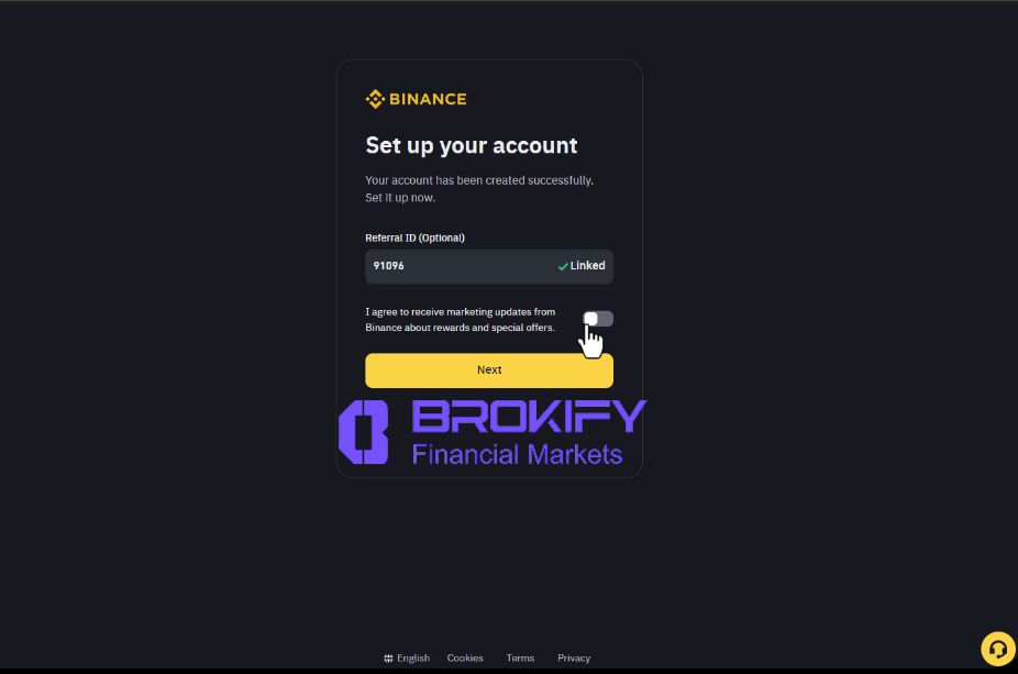 بایننس - نحوه ثبت نام 5