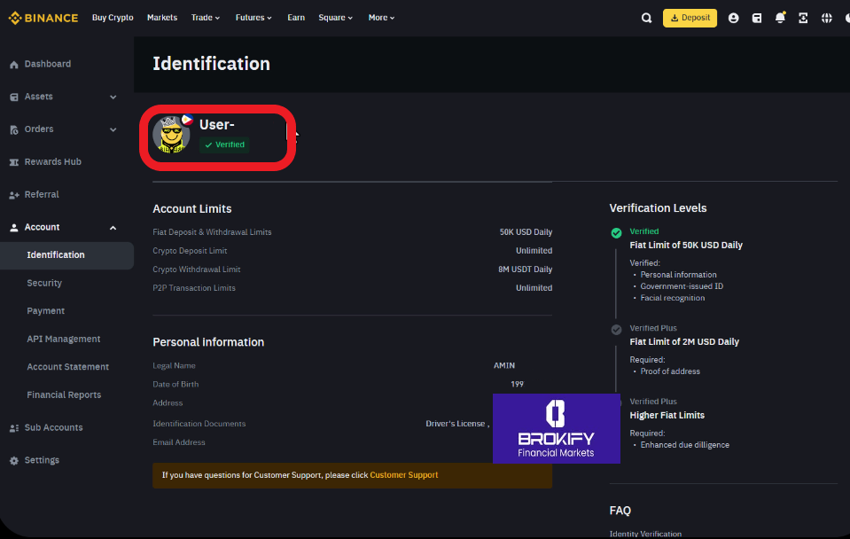 بایننس - نحوه احراز هویت 2