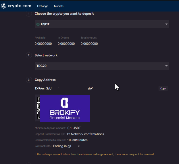 کریپتو دات کام - نحوه واریز به حساب