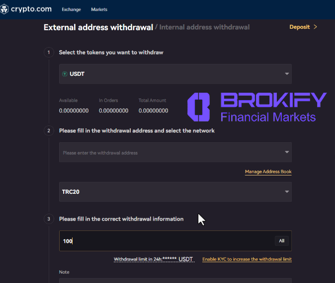 کریپتو دات کام - نحوه برداشت از حساب
