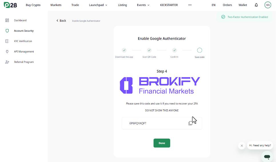 پی تو بی - فعال کردن کد دو عاملی (google authenticator) 5