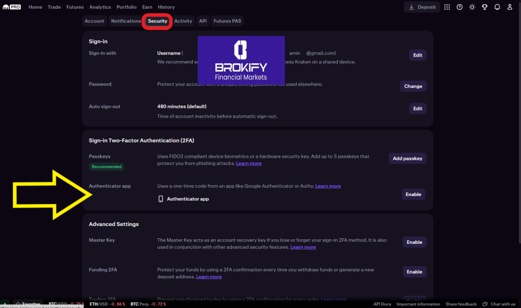 کراکن - فعال کردن کد دو عاملی (google authenticator) 1