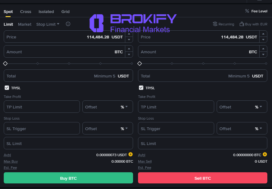 بایننس - ابزار معامله گری اسپات