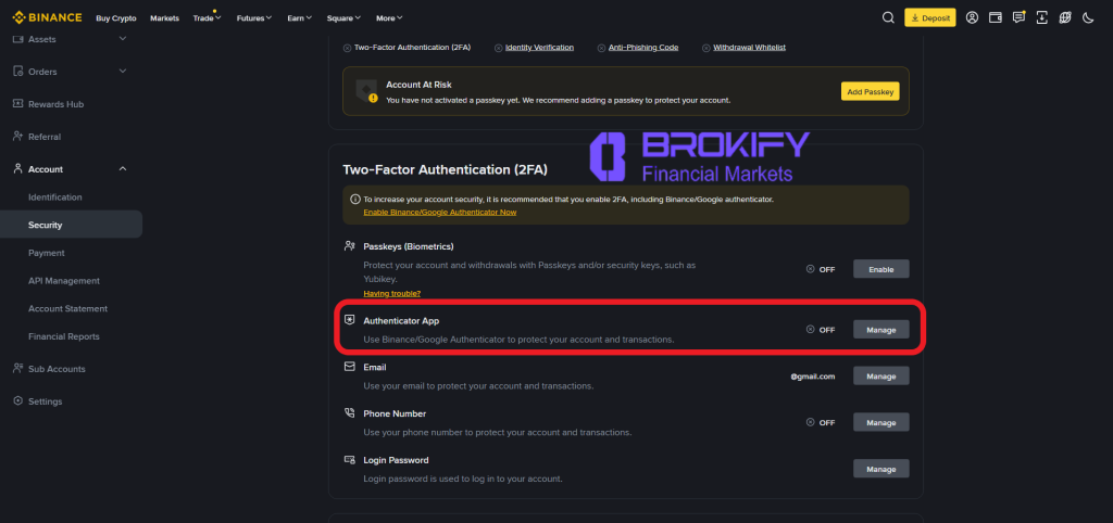 بایننس - فعال کردن کد دو عاملی (google authenticator) 1