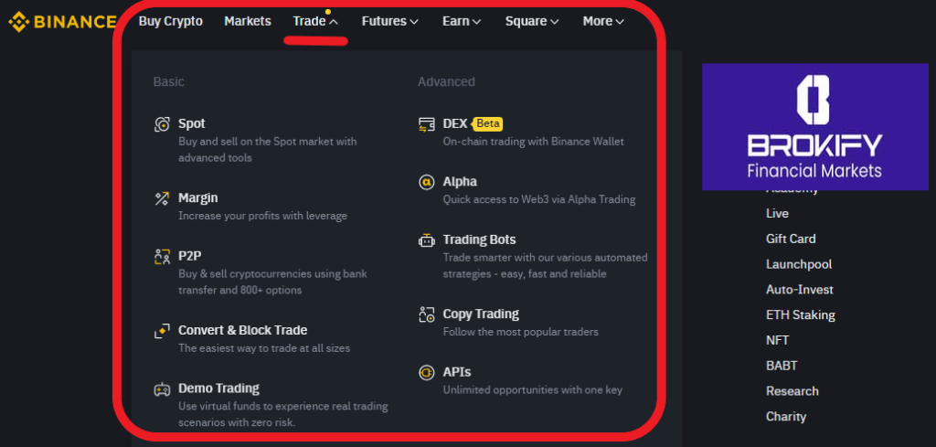 بایننس - معاملات اسپات 1