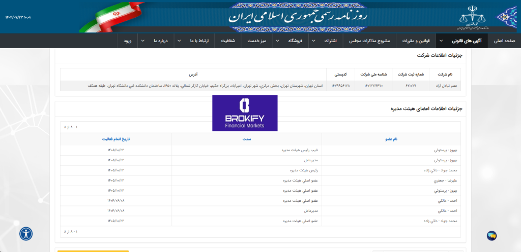 عصر تتر - لیست هیات مدیره و مدیرعامل