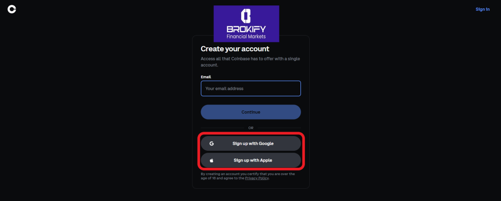 کوین بیس - نحوه ثبت نام 3