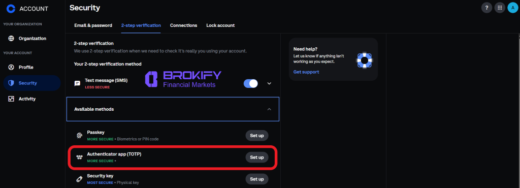 کوین بیس - فعال کردن کد دو عاملی (google authenticator) 1