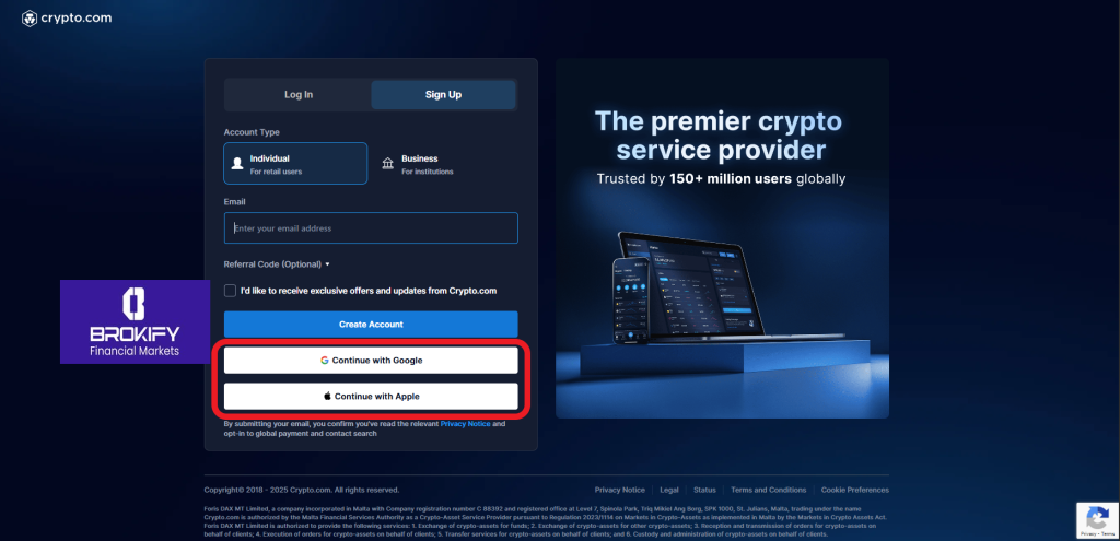 کریپتو دات کام - نحوه ثبت نام 2