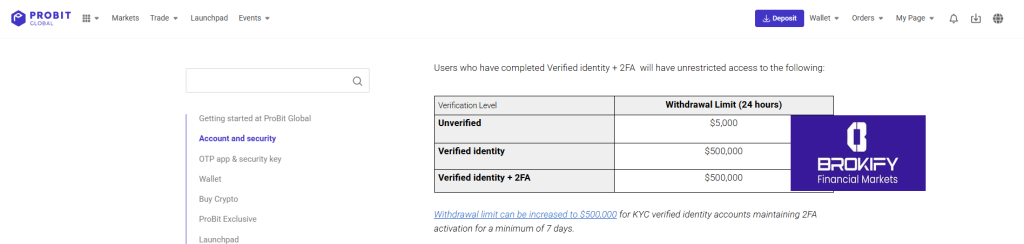 پروبیت - سقف برداشت وجه بدون احراز هویت