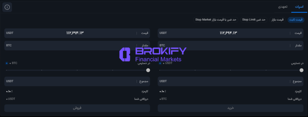 والکس - نوار ابزار معامله گری (اسپات)