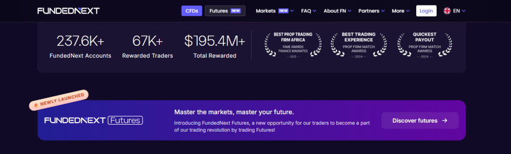 آموزش و بررسی پراپ فانددنکست (FundedNext) | مقایسه چالش ها و مراحل آن - 1 فانددنکست - تعداد کاربران و معاملات فیوچرز