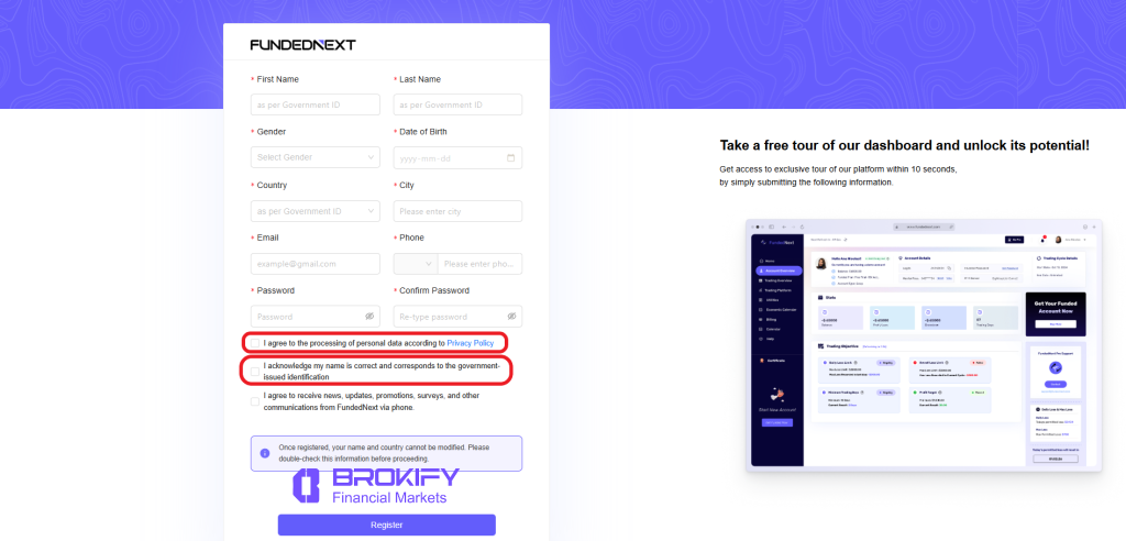 فانددنکست - نحوه انجام ثبت نام 3