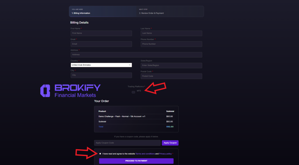 پراپ فور اف ایکس (forfx) - نحوه خرید چالش و حساب معاملاتی - 1