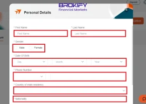 فرم ثبت‌نام بروکر Vantage