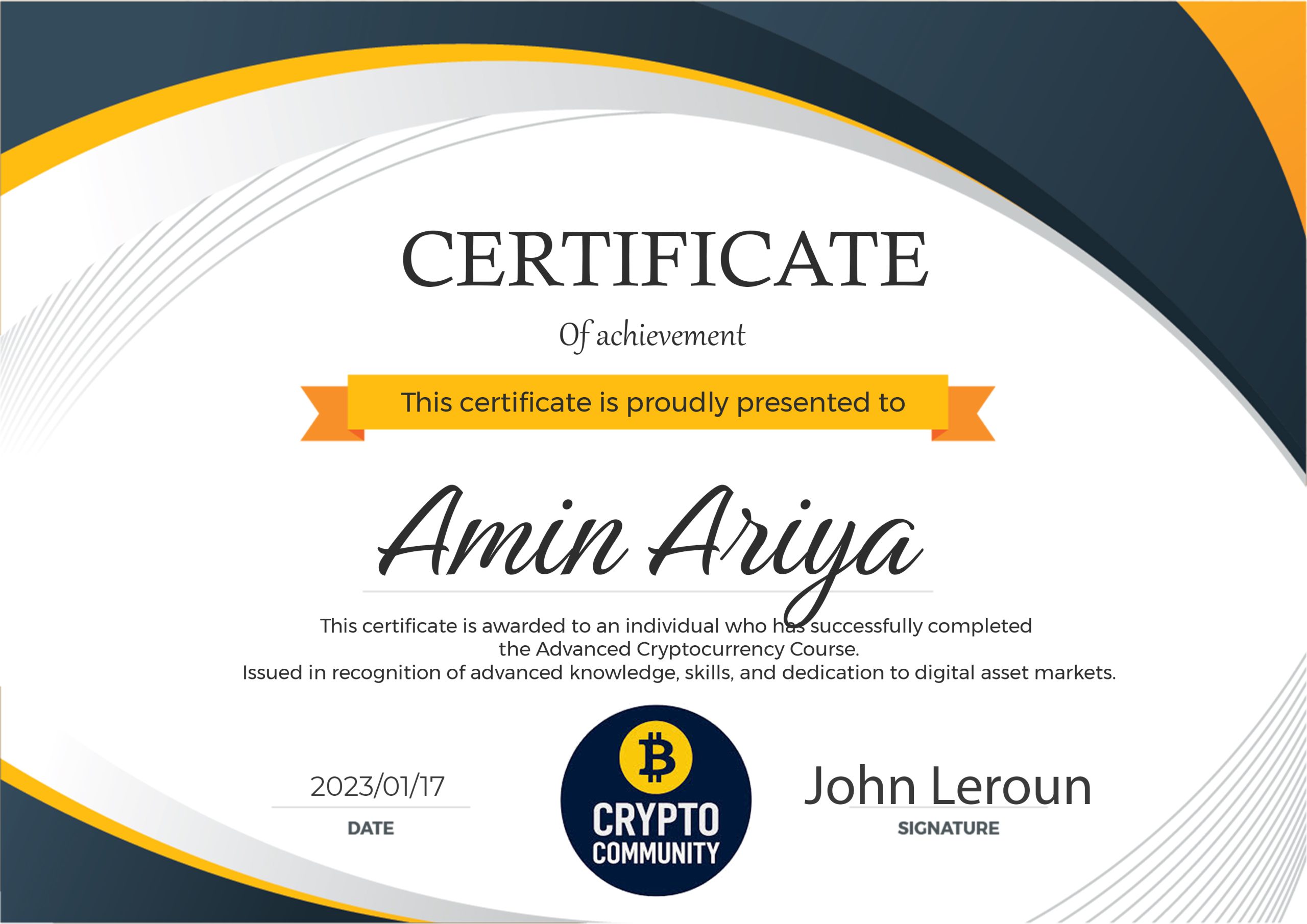 Advanced Cryptocurrency Course