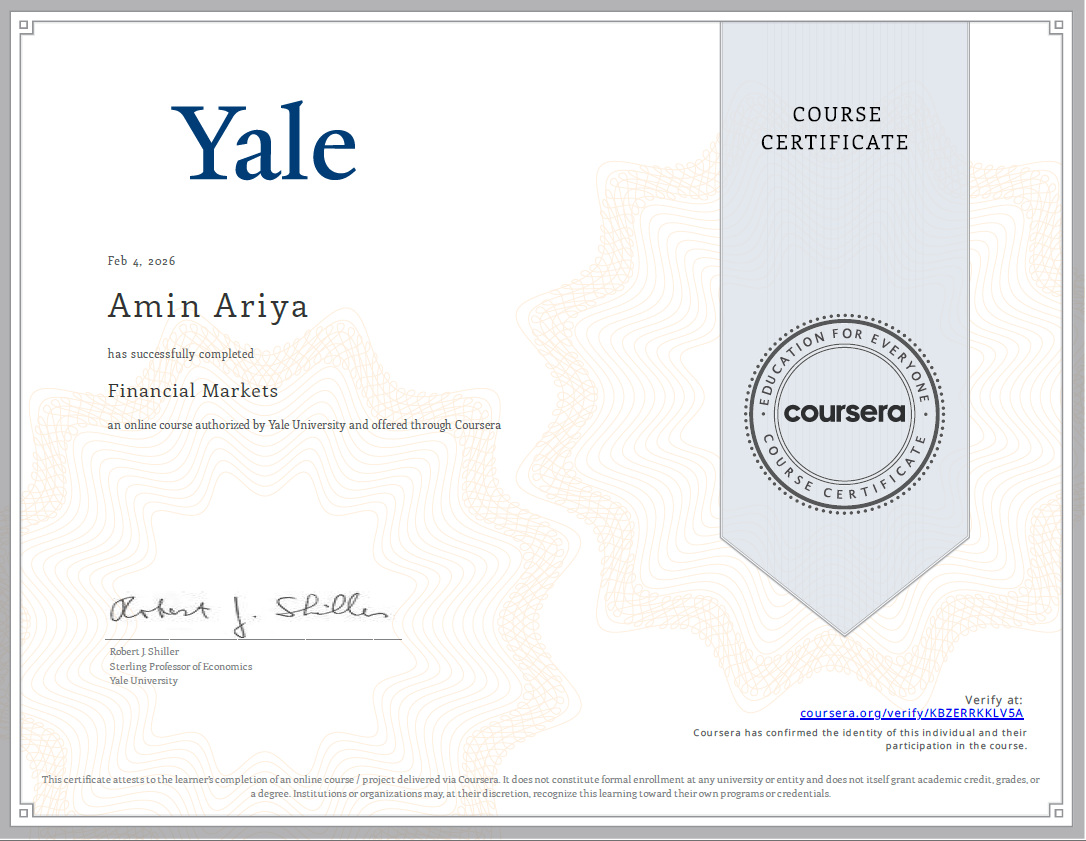  Financial Markets From Yale University