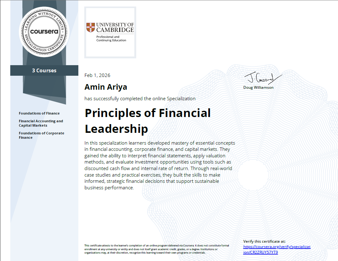 Principles of Financial Leadership From Cambridge University